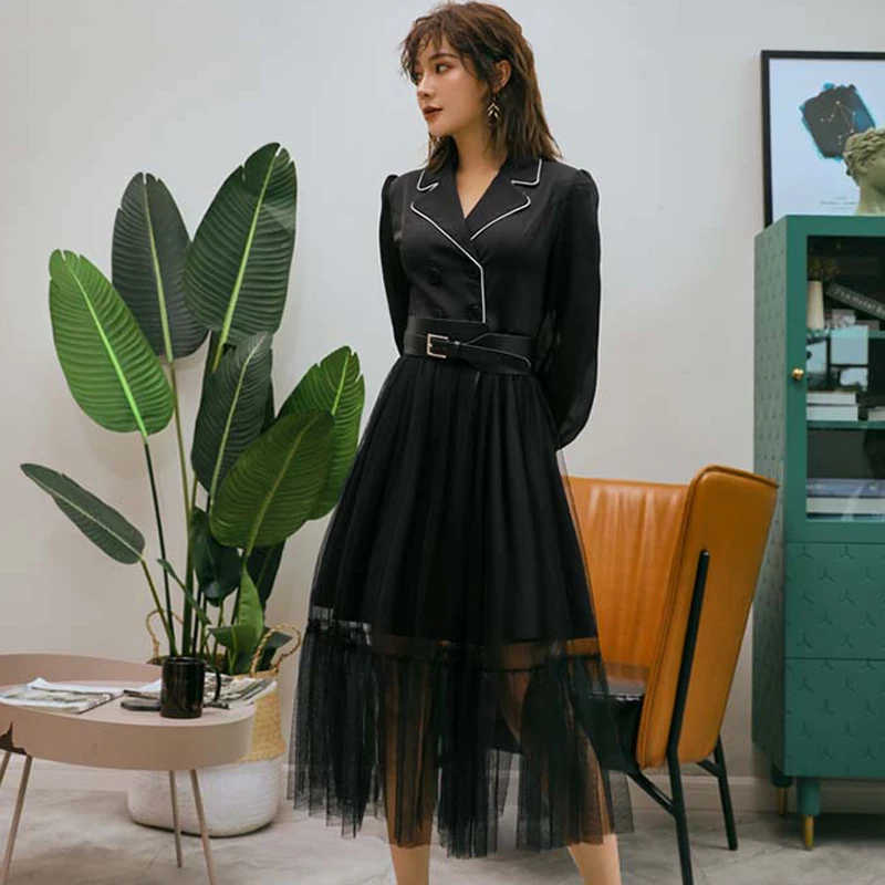 SHTONGHUA Sexy Mesh Patchwork Elegant Blazer Dresses Vestidos 2019 Spring Summer Notched Collar Long sleeve Long Dress Free Belt
SHTONGHUA Sexy Mesh Patchwork Elegant Blazer Dresses Vestidos 2019 Spring Summer Notched Collar Long sleeve Long Dress Free Belt