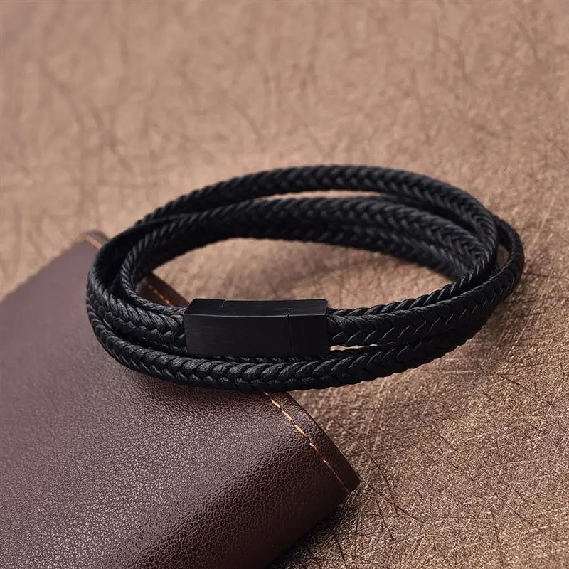 Jiayiqi Fashion Black Genuine Leather Bracelet Black Stainless Steel Clasp Multi Layer Braid Rope Chain Wristband Vintage Gifts
Jiayiqi Fashion Black Genuine Leather Bracelet Black Stainless Steel Clasp Multi Layer Braid Rope Chain Wristband Vintage Gifts