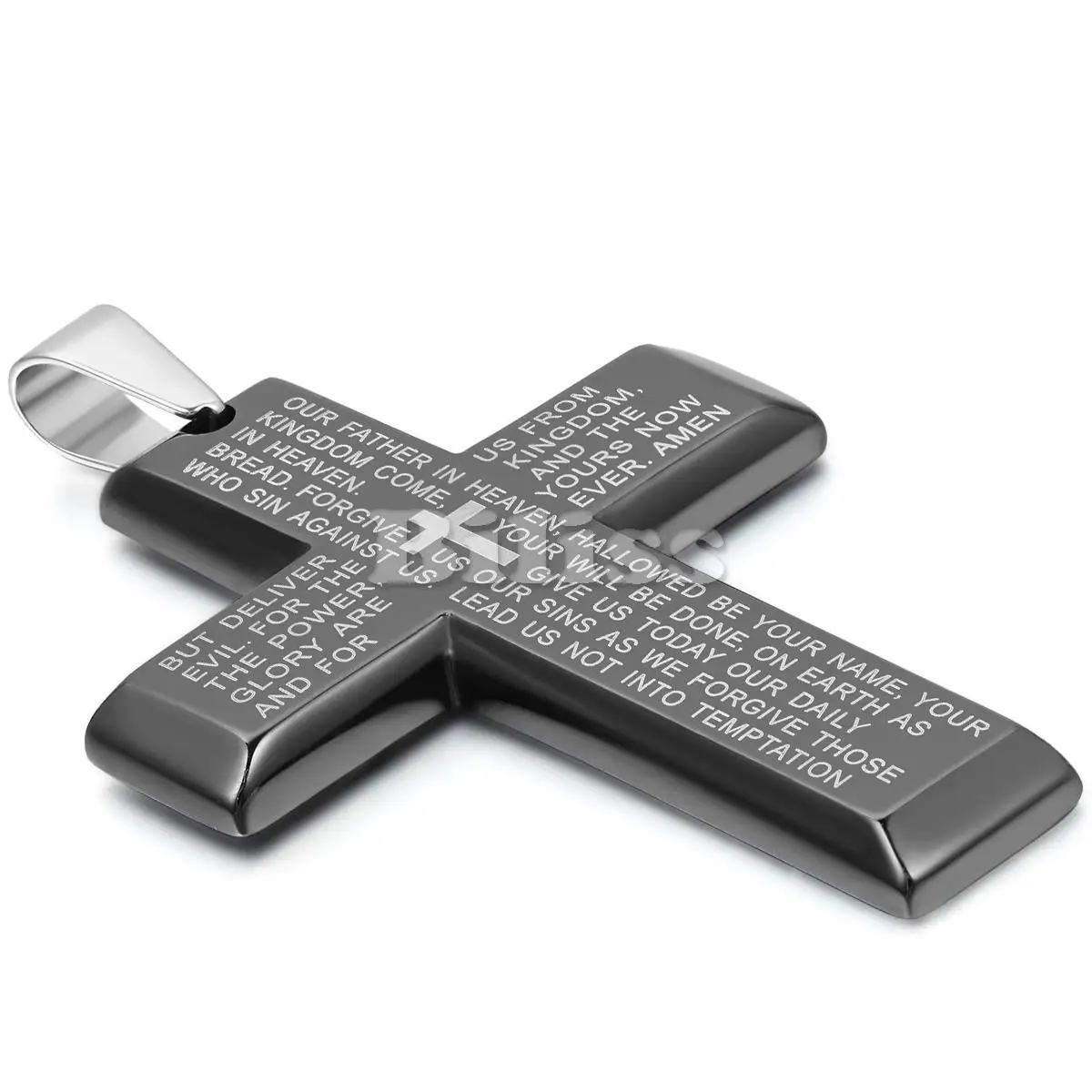 Unique Mens Jewelry Black Stainless Steel English Lord's Prayer Cross Pendant Chain 22 inches for Men Party Gift colar masculino
Unique Mens Jewelry Black Stainless Steel English Lord's Prayer Cross Pendant Chain 22 inches for Men Party Gift colar masculino