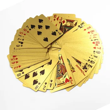 

24K playing cards gambling table KTV party game props wedding gifts gold foil poker dollar style golden carat playing cards