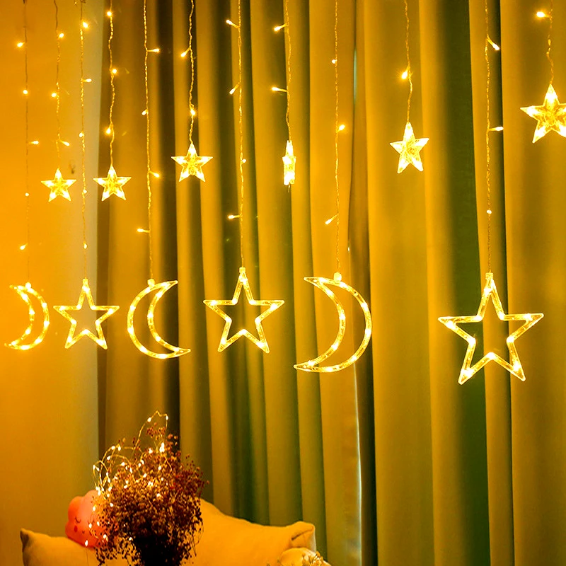 LED Twinkle Star Curtain Lights Moon Star String Light 8 Lighting Modes Fairy Lights Curtain for Window Holiday Party Decoration
LED Twinkle Star Curtain Lights Moon Star String Light 8 Lighting Modes Fairy Lights Curtain for Window Holiday Party Decoration