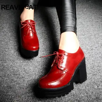 REAVE CAT Platform High heels Spring summer Ladies shoes Women pumps Lace up Solid Yellow Black Red Beige PU Rubber Fashion cool
REAVE CAT Platform High heels Spring summer Ladies shoes Women pumps Lace up Solid Yellow Black Red Beige PU Rubber Fashion cool