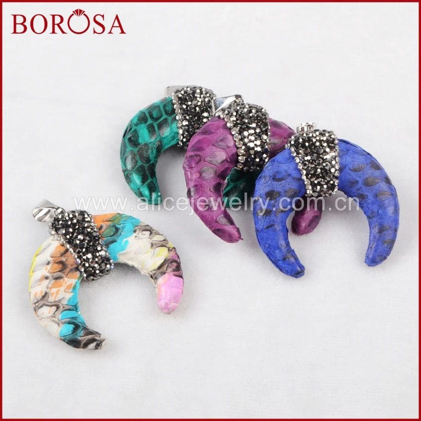 BOROSA High Quality Natural Python Skin Rainbow Crescent Double Horn Pendant Bead Pave Zircons Fashion Jewelry JAB302
BOROSA High Quality Natural Python Skin Rainbow Crescent Double Horn Pendant Bead Pave Zircons Fashion Jewelry JAB302