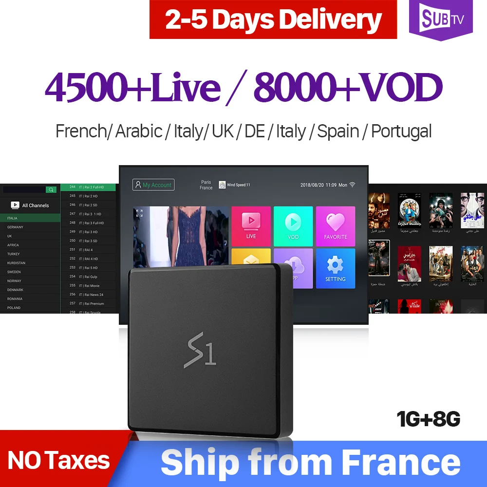 Leadcool S1 French Arabic Android IPTV Box RK3229 1+8G Android 8.1 Quad-Core French English SUBTV 1 Year Code IPTV Set Top Box
Leadcool S1 French Arabic Android IPTV Box RK3229 1+8G Android 8.1 Quad-Core French English SUBTV 1 Year Code IPTV Set Top Box