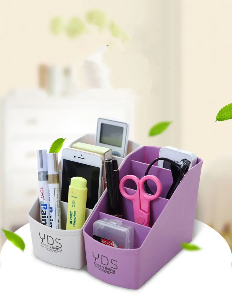 1PC Multifunctional Desk Organizer 4 Hole Desktop Storage Box Case Pen Pencil Holder Plastic Cosmetics Make Up Organizer OK 0214
1PC Multifunctional Desk Organizer 4 Hole Desktop Storage Box Case Pen Pencil Holder Plastic Cosmetics Make Up Organizer OK 0214