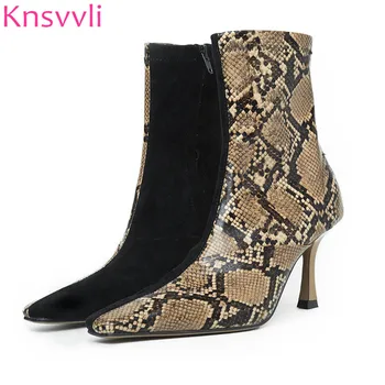 Knsvvli new patchwork snake pattern high heels ankle boots women thin heel shoes feminine stretch short boots zapatos mujer
Knsvvli new patchwork snake pattern high heels ankle boots women thin heel shoes feminine stretch short boots zapatos mujer