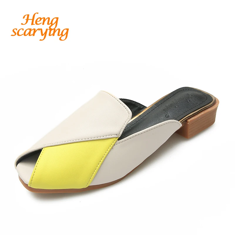 Summer Peep Toe Low Heel Slippers Women Shoes Fashion Mules Designer Slippers Elegant Ladies Yellow Slides Slippers Female Mules
Summer Peep Toe Low Heel Slippers Women Shoes Fashion Mules Designer Slippers Elegant Ladies Yellow Slides Slippers Female Mules