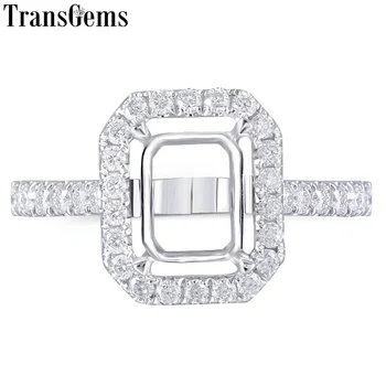 Transgems 14K White Gold Halo Type Ring Semi Mount without a 7*9mm Emerald Gemstone but with Moissanite Accents Customized Ring
Transgems 14K White Gold Halo Type Ring Semi Mount without a 7*9mm Emerald Gemstone but with Moissanite Accents Customized Ring