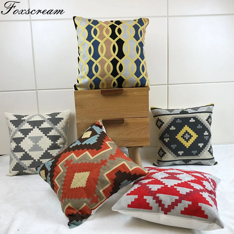 Kilim Geometric Cushions Home Decor Embroidered Cushion Cover Red Pillowcase Canvas Square Embroidery Pillow Cover For Sofa
Kilim Geometric Cushions Home Decor Embroidered Cushion Cover Red Pillowcase Canvas Square Embroidery Pillow Cover For Sofa