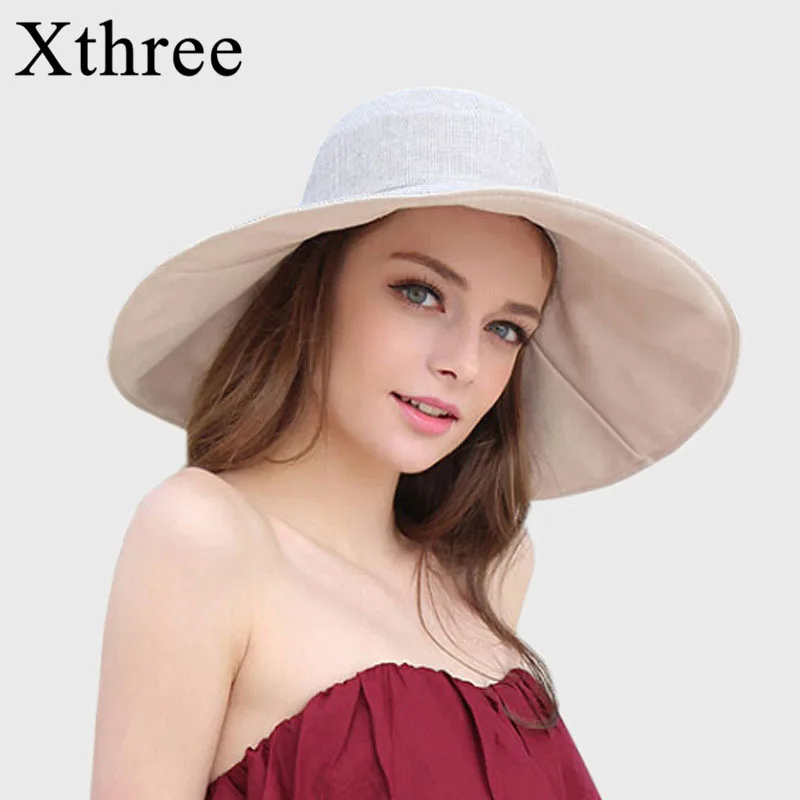 Xthree reversible summer hat for women large brim cotton linen Beach cap sun hat female England Style
Xthree reversible summer hat for women large brim cotton linen Beach cap sun hat female England Style