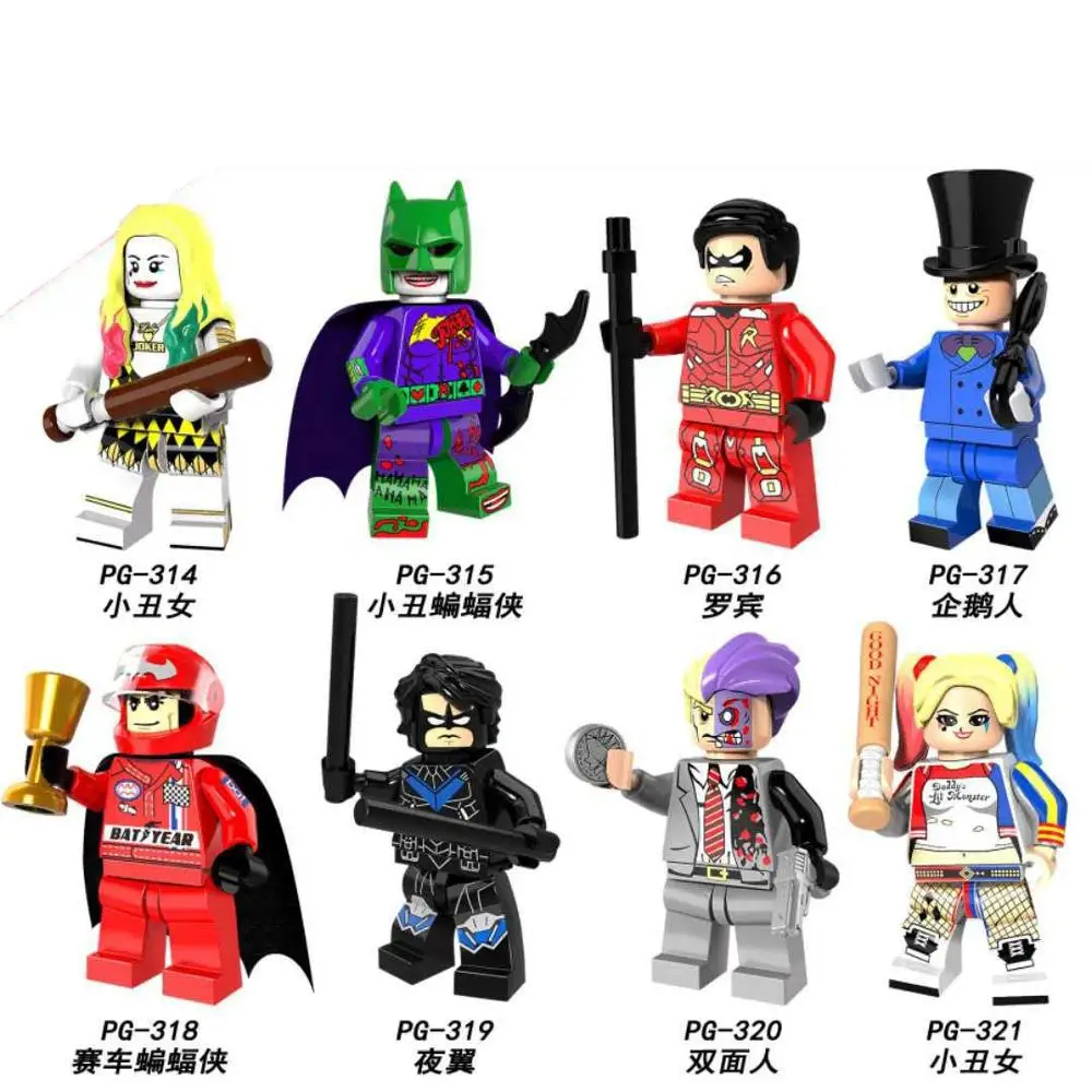Single Sale Building Blocks Super Heroes Joker Batman Two-Face Penguin Harley Quinn Robin Nightwing Figures Children Toys PG8103
Single Sale Building Blocks Super Heroes Joker Batman Two-Face Penguin Harley Quinn Robin Nightwing Figures Children Toys PG8103