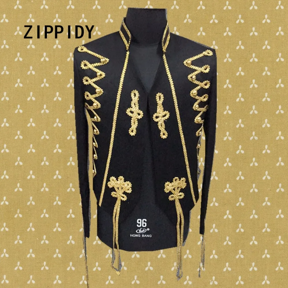 New Style Gold Embroidery Decorate Men Black Palace Jacket Nightclub Singer Dancer Individuality Coat Stage Prom Dj Show Costume
New Style Gold Embroidery Decorate Men Black Palace Jacket Nightclub Singer Dancer Individuality Coat Stage Prom Dj Show Costume