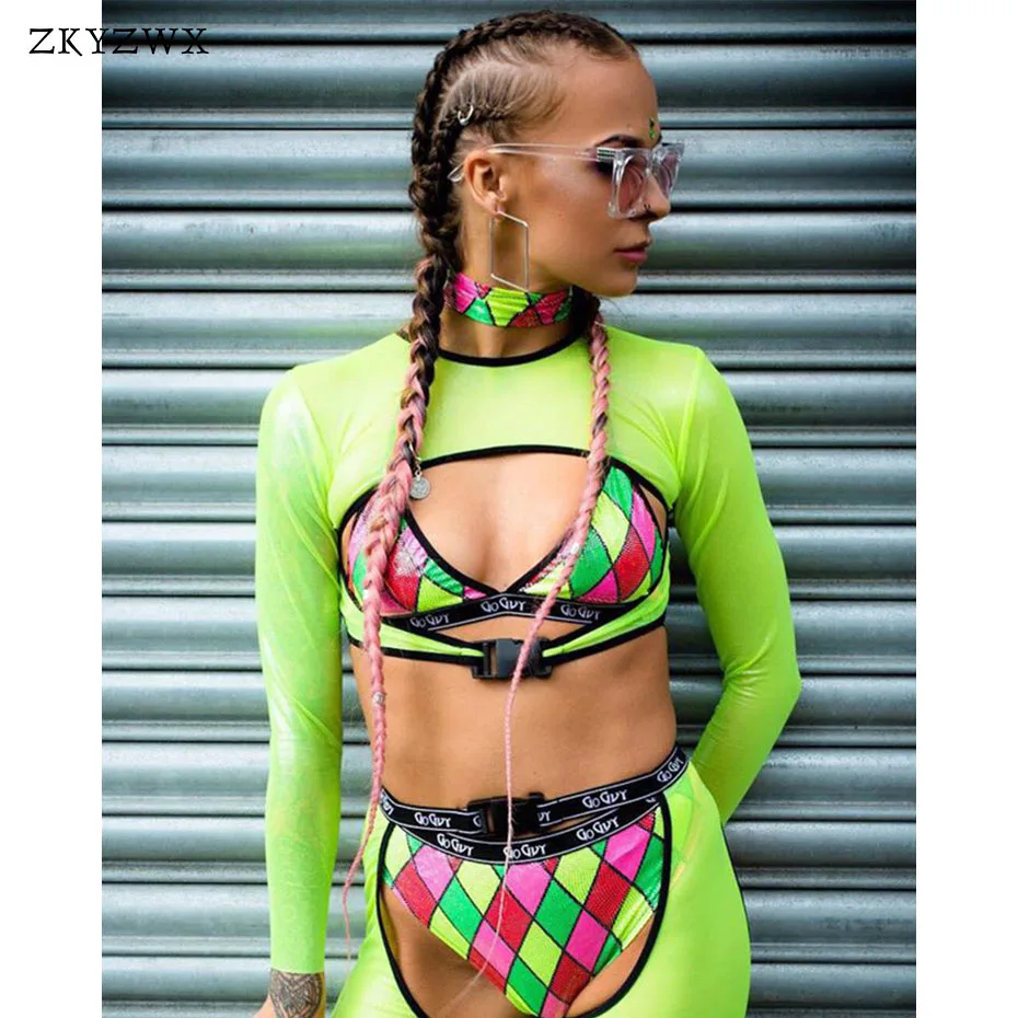 ZKYZWX Streetwear Transparent Mesh Crop Top Women Long Sleeve T Shirt Sexy See Through Hollow Out Neon Color Clubwear Summer Tee
ZKYZWX Streetwear Transparent Mesh Crop Top Women Long Sleeve T Shirt Sexy See Through Hollow Out Neon Color Clubwear Summer Tee