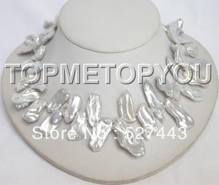 Wholesale RARE HUGE white Baroque metallic luster Reborn Keshi pearls necklace E462
Wholesale RARE HUGE white Baroque metallic luster Reborn Keshi pearls necklace E462