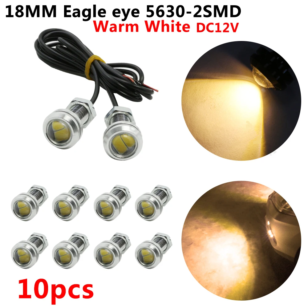 

10pcs 18mm Eagle Eye 5630 2 SMD LED DRL 12V Warm White Car Daytime Running Lights Tail Turn Signal Lights Fog Parking Lamp