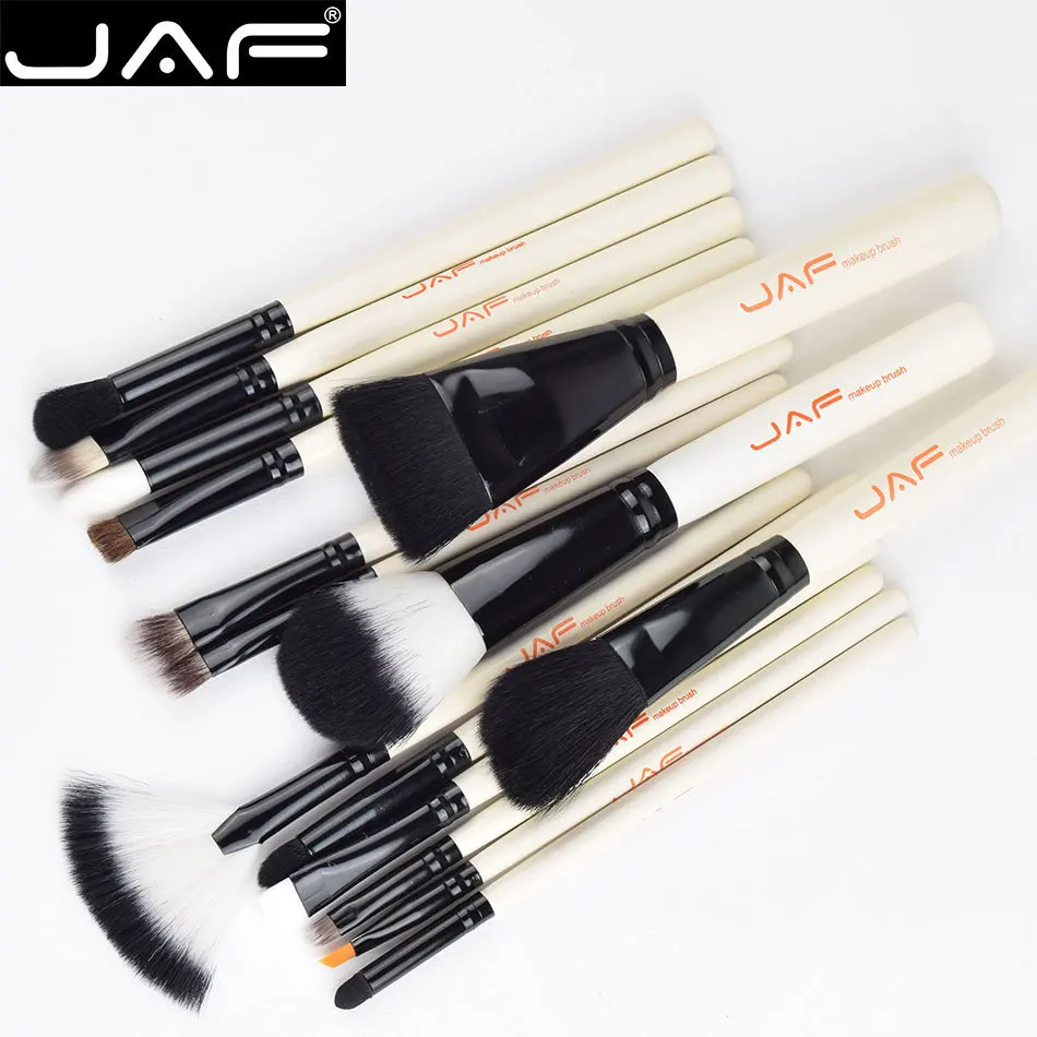 JAF Brand 15-piece Makeup Brushes Kit Multipurpose Super Soft Hair PU Leather Case Holder Make Up Brush Set (5)