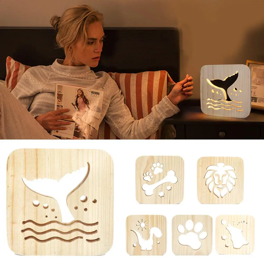 Warm White Woodcarving Desk Lamp With USB Powered Dinosaur Nightlight Wooden Animal Decorative Lamp For Gift Lighting Decor Tool
Warm White Woodcarving Desk Lamp With USB Powered Dinosaur Nightlight Wooden Animal Decorative Lamp For Gift Lighting Decor Tool