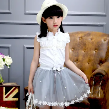 Girls clothing set 2018 new summer sleeveless shirt shirt + lace skirt flowers 2 girls set beaded mesh princess dress children c
Girls clothing set 2018 new summer sleeveless shirt shirt + lace skirt flowers 2 girls set beaded mesh princess dress children c