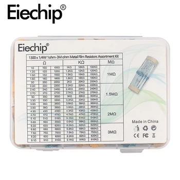 1300pcs/box 1ohm - 3M ohm Metal Film Resistor set 1/4W 1% electronic resistors assortment kit 130 Values*10pcs resistance pack
1300pcs/box 1ohm - 3M ohm Metal Film Resistor set 1/4W 1% electronic resistors assortment kit 130 Values*10pcs resistance pack