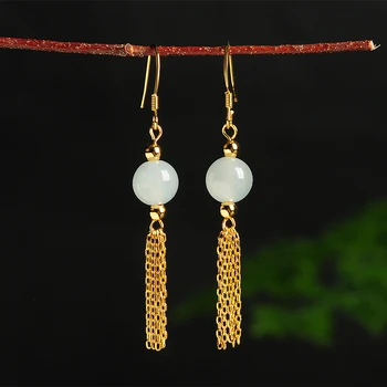 2019 new original 925 silver inlaid natural jade beads retro national style jade tassel earrings female models with certificate
2019 new original 925 silver inlaid natural jade beads retro national style jade tassel earrings female models with certificate