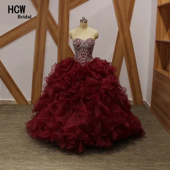 HCWBridal Burgundy Ball Gown Quinceanera Dress 2018 Luxury