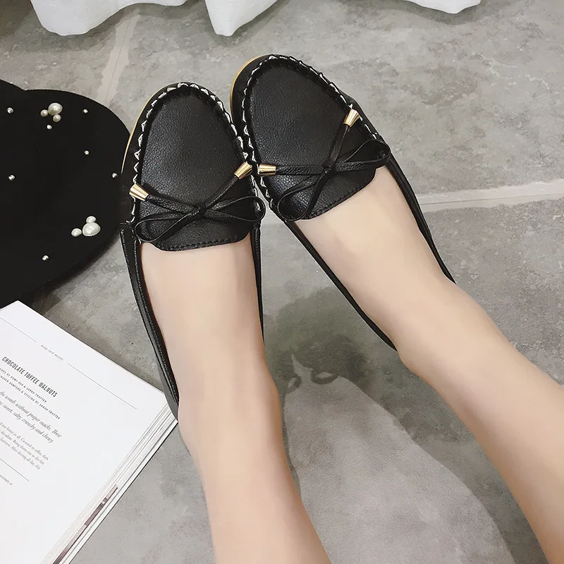 Leisure Round Toe Shallow Women Slip-On Flats Butterfly-knot Solid Loafer Shoes Casual Spring Autumm | Обувь