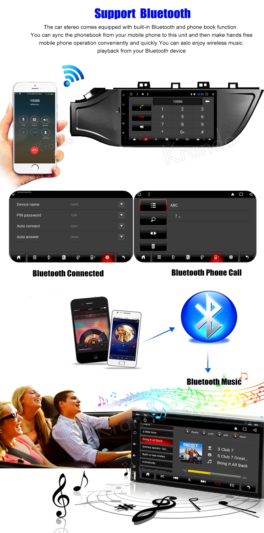 Krando Android car radio gps navigation multimedia system for KIA K2 2017