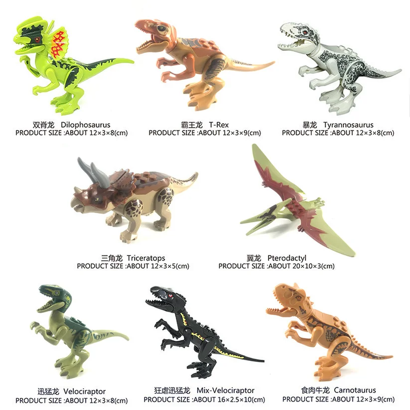 8pcs Jurassic Dinosaur Set Building Block Toy Figure Indoraptor Velociraptor Triceratop World Dino Brick Compatible with
8pcs Jurassic Dinosaur Set Building Block Toy Figure Indoraptor Velociraptor Triceratop World Dino Brick Compatible with