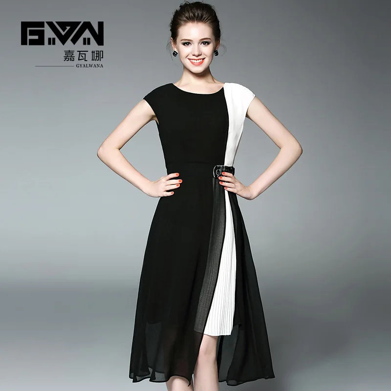 2018 Women's Dress Summer New Design European and American Fashion Black White Contract Color Splicing Chiffon Mid Dresses
2018 Women's Dress Summer New Design European and American Fashion Black White Contract Color Splicing Chiffon Mid Dresses