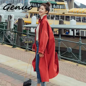 Genuo 2019 Spring Autumn Women's Windbreakers Stand Collar Long Sleeve Loose Hem Split Trench Coat Korean Fashion Clothes New
Genuo 2019 Spring Autumn Women's Windbreakers Stand Collar Long Sleeve Loose Hem Split Trench Coat Korean Fashion Clothes New