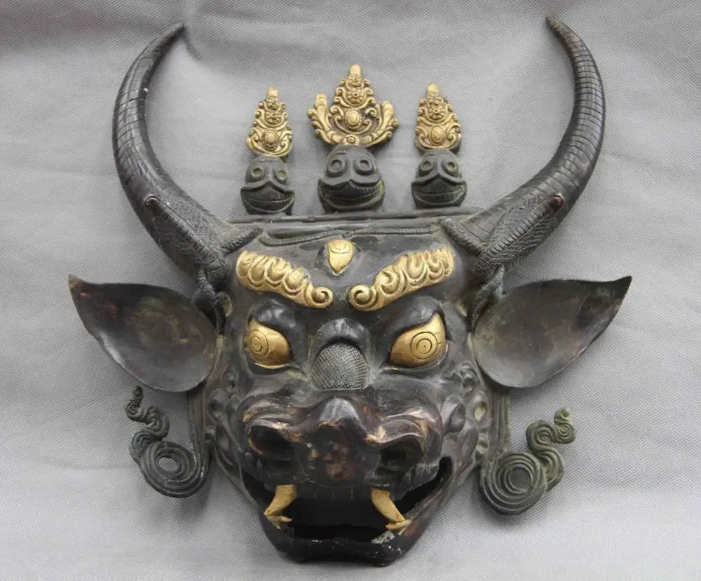 14 Bronze Copper Gilt Yamantaka Head Mask Hayagriva Buddha Face Bull Ox Statue
14 Bronze Copper Gilt Yamantaka Head Mask Hayagriva Buddha Face Bull Ox Statue