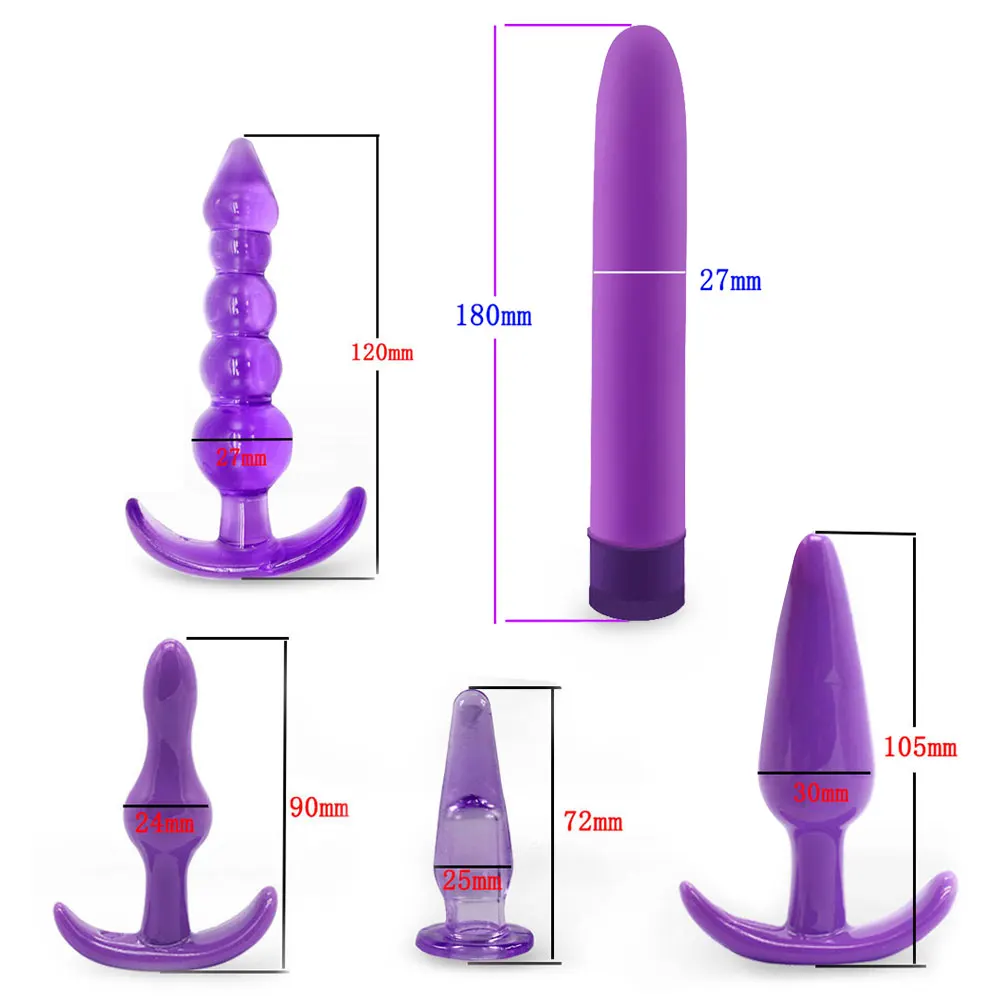 5 Pcs/Set Anal Vibrator Silicone Adult Sex Toys For Woman Butt Plug Toys For Couples Beads Hook Finger Masturbator