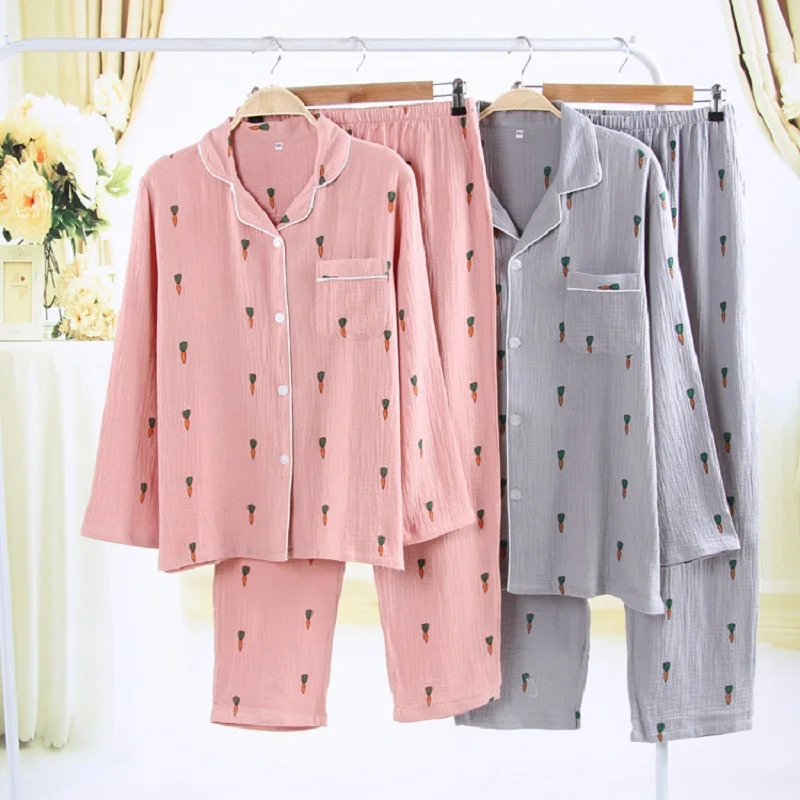 2018 couples spring cotton crepe sleepwear women long sleeve home clothing men pijamas sets thin pijama masculino full length
2018 couples spring cotton crepe sleepwear women long sleeve home clothing men pijamas sets thin pijama masculino full length