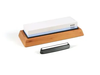 Premium Whetstone Knife Sharpening Stone 2 Side Grit 1000/6000 Waterstone Whetstone Sharpener NonSlip Bamboo Base Angle Guide
Premium Whetstone Knife Sharpening Stone 2 Side Grit 1000/6000 Waterstone Whetstone Sharpener NonSlip Bamboo Base Angle Guide