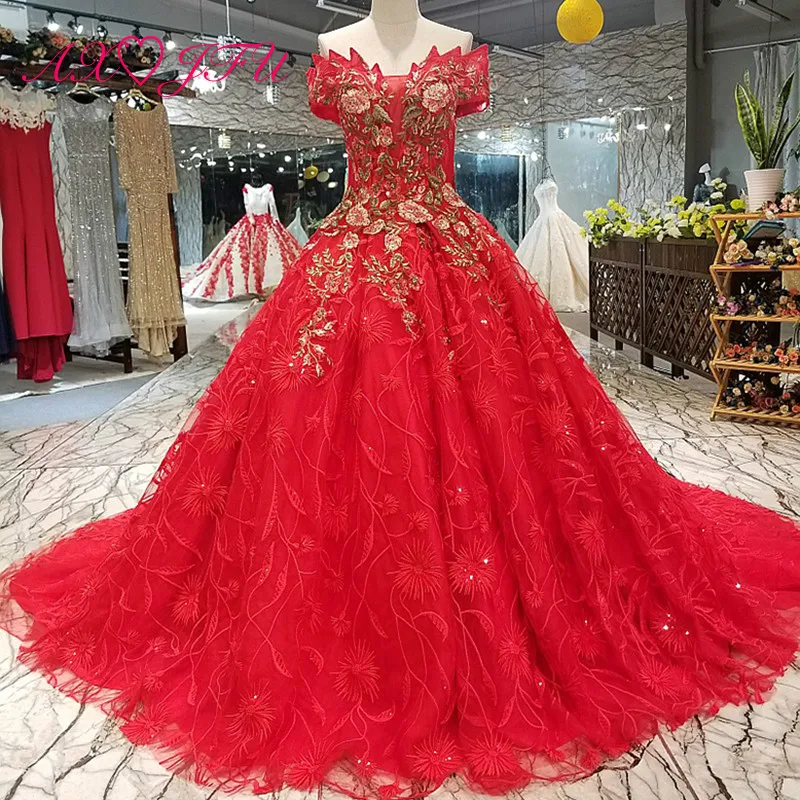 AXJFU luxury red lace princess flower boat neck wedding dress red embroidery beading vintage turkey wedding dress xj00411
AXJFU luxury red lace princess flower boat neck wedding dress red embroidery beading vintage turkey wedding dress xj00411
