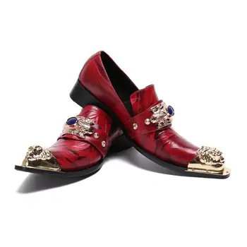 Men Business Shoes Pointed Toe Luxury Formal Dress Shoes Metal Charm Party Red Leather Shoes
Men Business Shoes Pointed Toe Luxury Formal Dress Shoes Metal Charm Party Red Leather Shoes