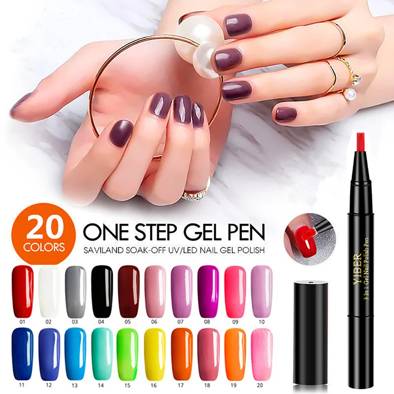 New 20 Colors One Step Nail Painting Varnish Pen 3 In 1 Polish UV Nail Art Beauty Poupular fast drying Gel Lacquer Easy To Use
New 20 Colors One Step Nail Painting Varnish Pen 3 In 1 Polish UV Nail Art Beauty Poupular fast drying Gel Lacquer Easy To Use