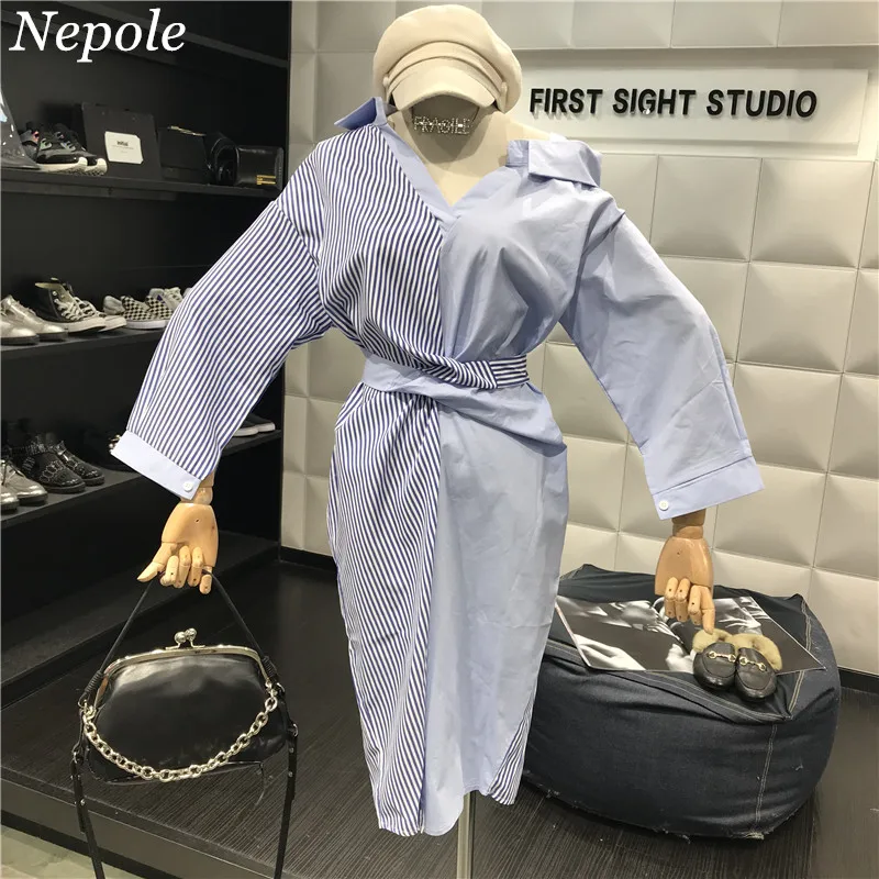 Neploe Stripped Sashes Fashion Panelled Long Jupe Modis High Waist V-Neck Cool Vestido 2019 Summer New OL Sweet Girl Dress 69871
Neploe Stripped Sashes Fashion Panelled Long Jupe Modis High Waist V-Neck Cool Vestido 2019 Summer New OL Sweet Girl Dress 69871