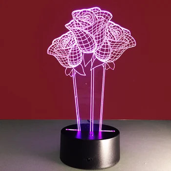 Three Rose 3D Stereo Vision Lamp Acrylic 7 Colors Changing USB Bedroom Bedside Night light Creative Desk lamp Wedding Decoration
Three Rose 3D Stereo Vision Lamp Acrylic 7 Colors Changing USB Bedroom Bedside Night light Creative Desk lamp Wedding Decoration