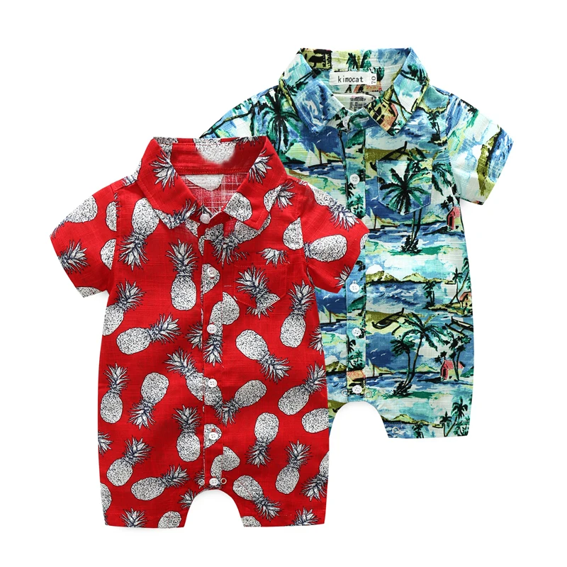 Летняя одежда для маленьких мальчиков шорты в гавайском стиле красные