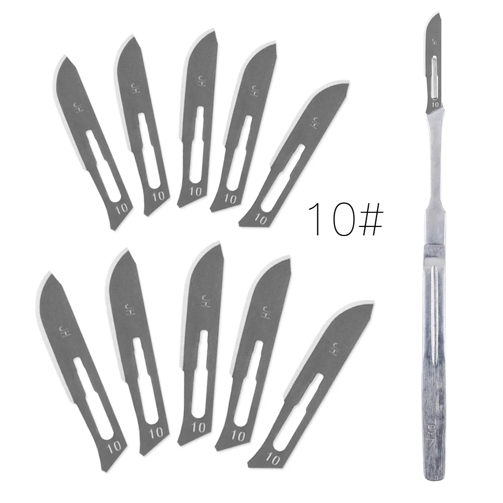 1Pcs Extended Handle Scalpel Knife with 10Pcs Surgical Blades 10# 11# 12# 15# Animal PCB Repair | Инструменты