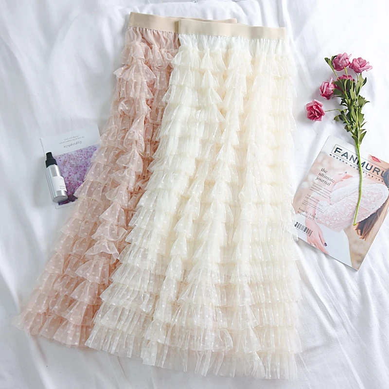 ONLYWONG Polka Dot Women Skirts 2019 Spring Summer Mesh Lace Women High Waist Knee Length Skirt Long Pleated A Line Tulle Skirt
ONLYWONG Polka Dot Women Skirts 2019 Spring Summer Mesh Lace Women High Waist Knee Length Skirt Long Pleated A Line Tulle Skirt
