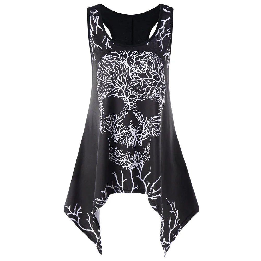 2018 Summer Tank Top Womens Tunic Skull Print O Neck Tops Sleeveless Loose Casual Asymmetric Ladies Clothes Women haut femme
2018 Summer Tank Top Womens Tunic Skull Print O Neck Tops Sleeveless Loose Casual Asymmetric Ladies Clothes Women haut femme