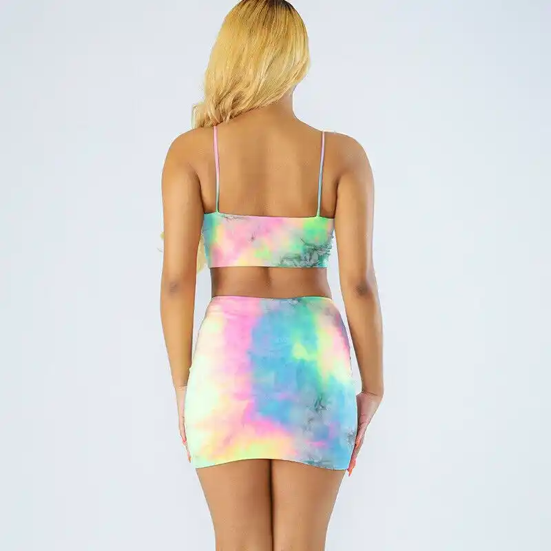 Женский облегающий укороченный топ на бретельках из 2 предметов галстук