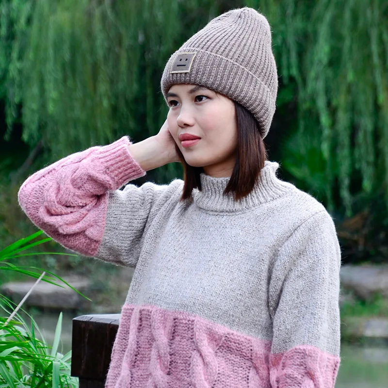 Women Autumn Winter Warm Knitted Beanies Thick Plus Velvet Wool Skullies Knit Beanie Hat Smile Face Embroidery Female Hat
Women Autumn Winter Warm Knitted Beanies Thick Plus Velvet Wool Skullies Knit Beanie Hat Smile Face Embroidery Female Hat