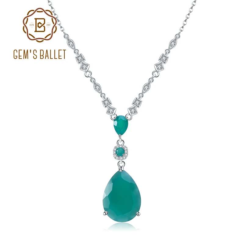 GEM'S BALLET 925 Sterling Silver Vintage Jewelry Natural Green Agate Gemstone Pendant Necklace for Women Wedding Fine Jewelry
GEM'S BALLET 925 Sterling Silver Vintage Jewelry Natural Green Agate Gemstone Pendant Necklace for Women Wedding Fine Jewelry