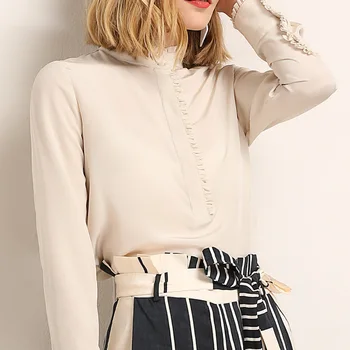 23MM 100% Pure Silk Blouses Shirts Real Silk Blouse Solid Long Sleeved Lady Shirt 2020 Women Office Lady Blusas femininas
23MM 100% Pure Silk Blouses Shirts Real Silk Blouse Solid Long Sleeved Lady Shirt 2020 Women Office Lady Blusas femininas