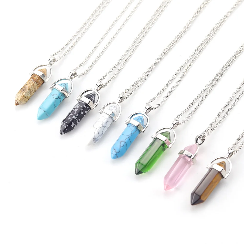 Fashion Opal Stone Hexagonal Column Quartz Necklaces Natural Pink Crystal Pendant women Necklace for Bohemian women Jewelry
Fashion Opal Stone Hexagonal Column Quartz Necklaces Natural Pink Crystal Pendant women Necklace for Bohemian women Jewelry