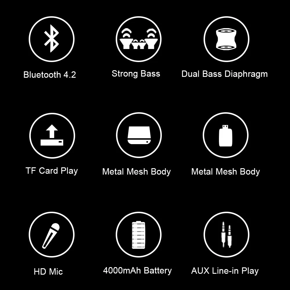 Portable Stereo Bluetooth Speaker Waterproof SD/TF Card Portable Stereo Bluetooth Speaker Waterproof SD/TF Card
