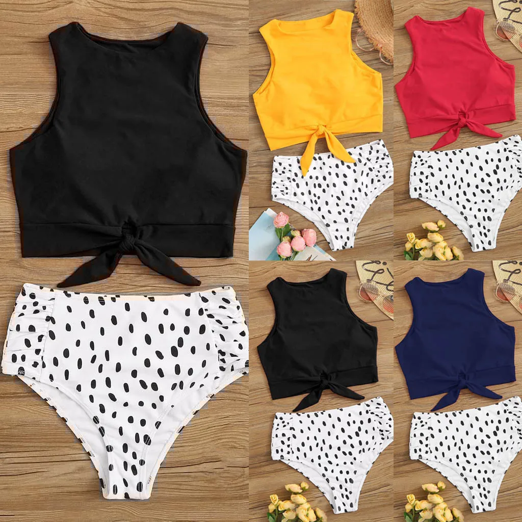 HOT Women's Bikini Set Two Piece Swimwear Knot Front Crop Top Swimsuit with Floral Bottom Sexy Cross Swimwear Maillots de bain
HOT Women's Bikini Set Two Piece Swimwear Knot Front Crop Top Swimsuit with Floral Bottom Sexy Cross Swimwear Maillots de bain